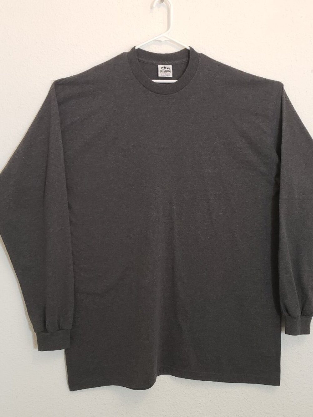 Vintage Pro Club Heavyweight Cotton Long Sleeve T-Shirt 4XL Grey Marled Mens